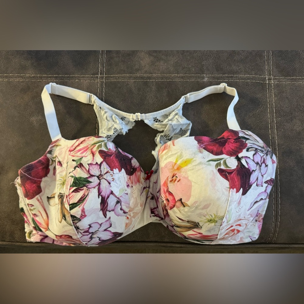 Floral print, bralette style back, 44DDD